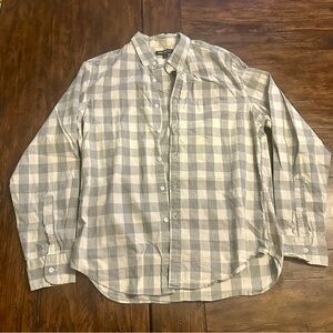 J.Crew Mercantile Flex Gray Buffalo Check Button Down Shirt L